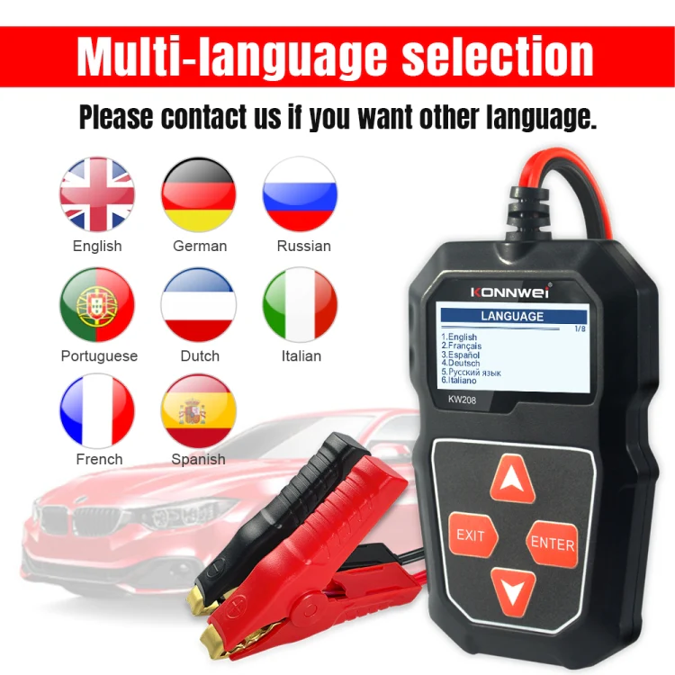 KONNWEI KW208 Car TFT Color Screen Battery Tester Support 8 Languages - Image 13