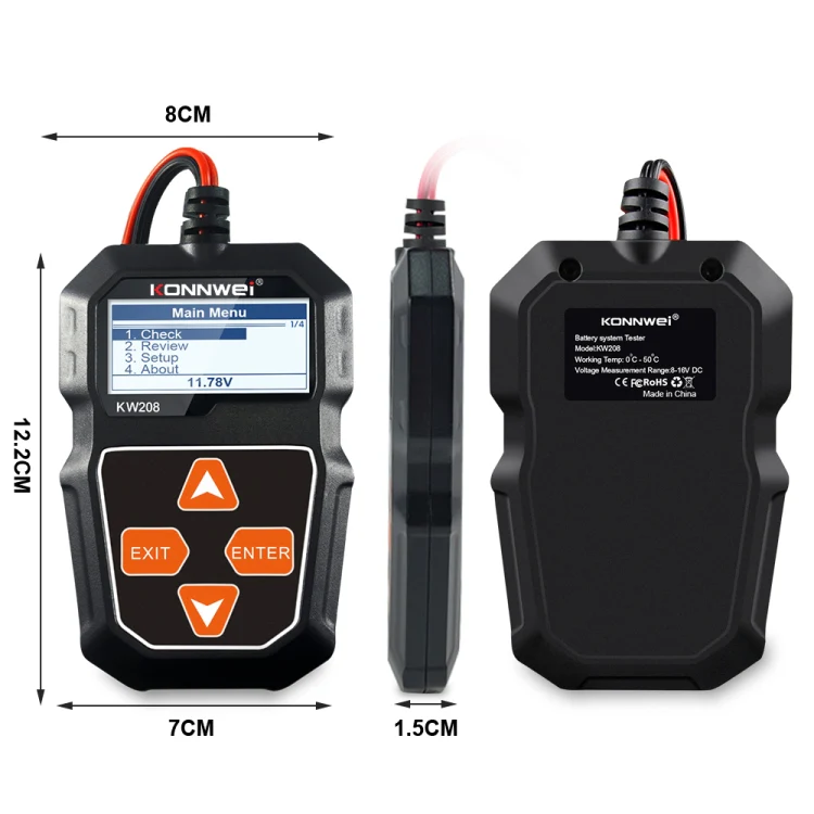 KONNWEI KW208 Car TFT Color Screen Battery Tester Support 8 Languages - Image 14