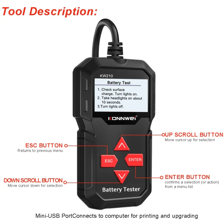 KONNWEI KW210 Car Battery Test Battery Capacity Resistance Battery Detector - Image 13