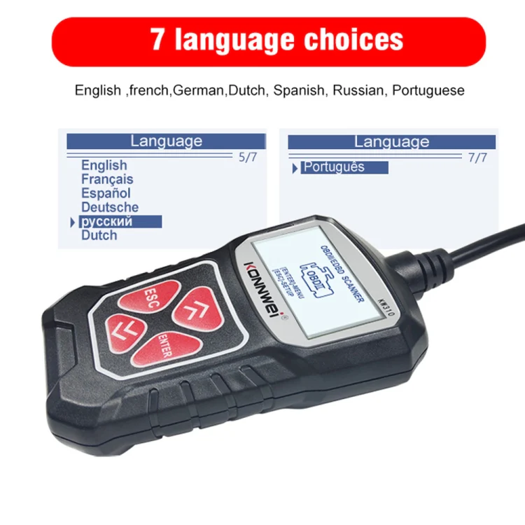 KONNWEI KW310 OBD Car Fault Detector Code Reader ELM327 OBD2 Scanner Diagnostic Tool(Black) - Image 12