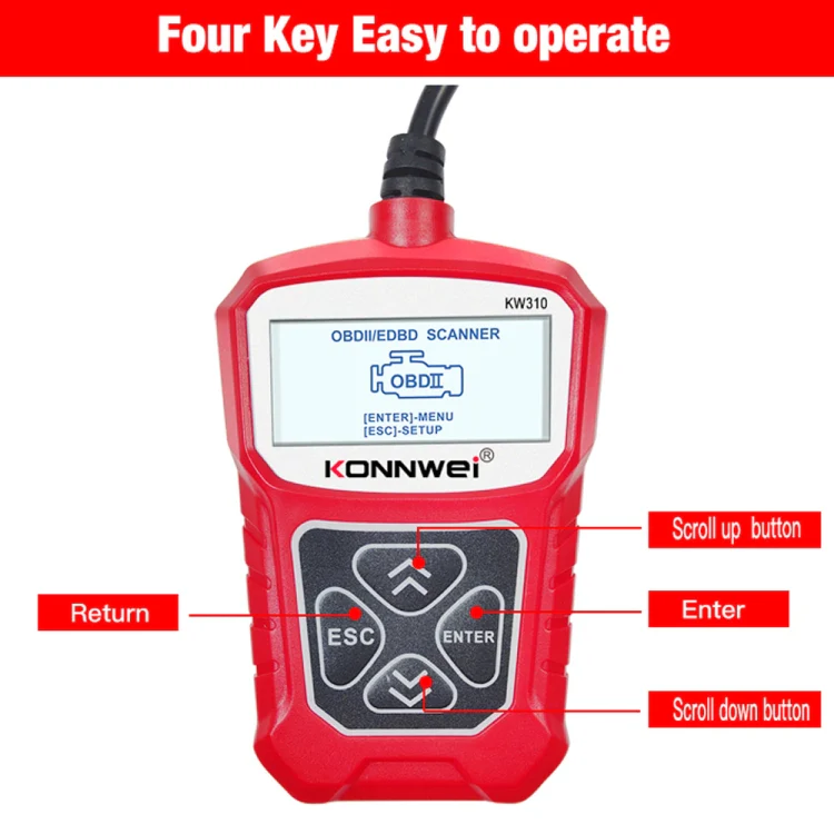 KONNWEI KW310 OBD Car Fault Detector Code Reader ELM327 OBD2 Scanner Diagnostic Tool(Red) - Image 8