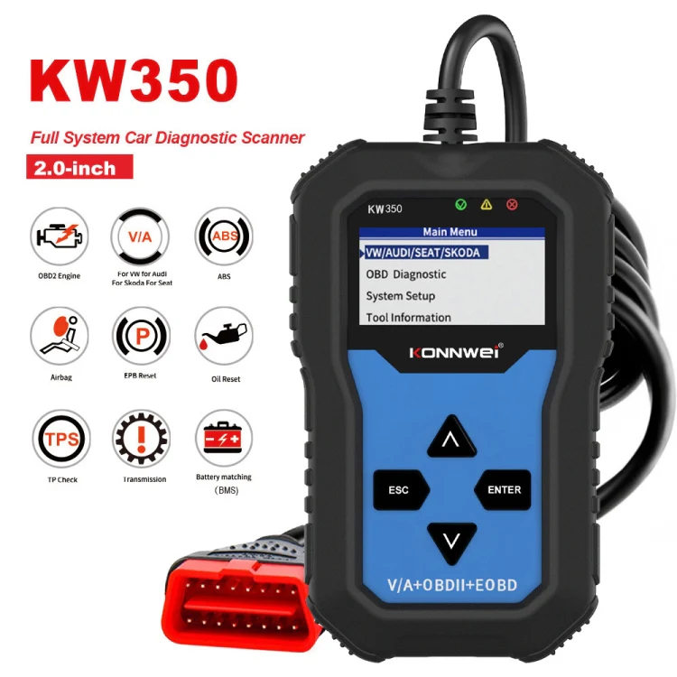KONNWEI KW350 OBDII 12V Car Diagnostics Detector Scanner with 2 inch Black And White Display Screen V007 for Audi / Volkswagen - Image 18