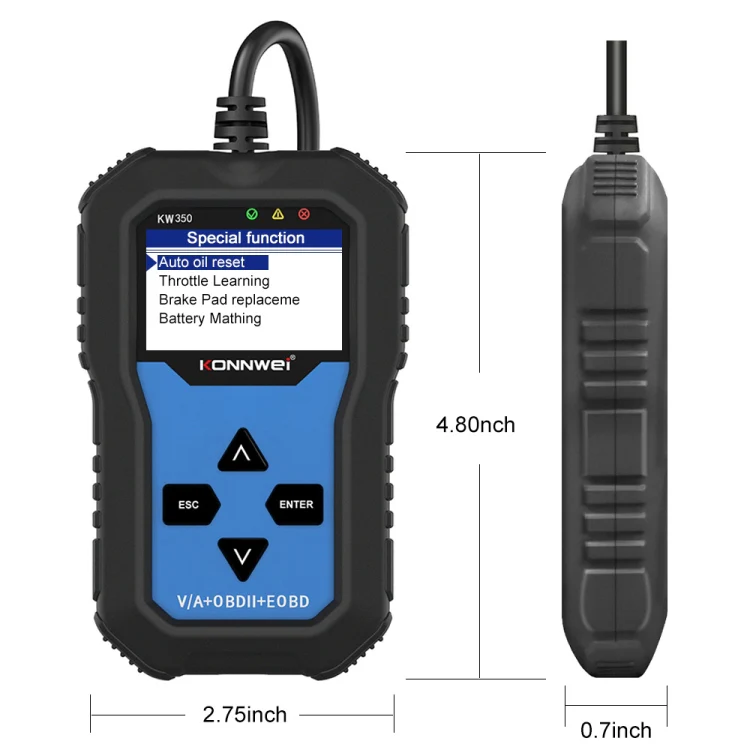 KONNWEI KW350 OBDII 12V Car Diagnostics Detector Scanner with 2 inch Black And White Display Screen V007 for Audi / Volkswagen - Image 19