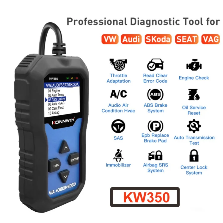 KONNWEI KW350 OBDII 12V Car Diagnostics Detector Scanner with 2 inch Black And White Display Screen V007 for Audi / Volkswagen - Image 4