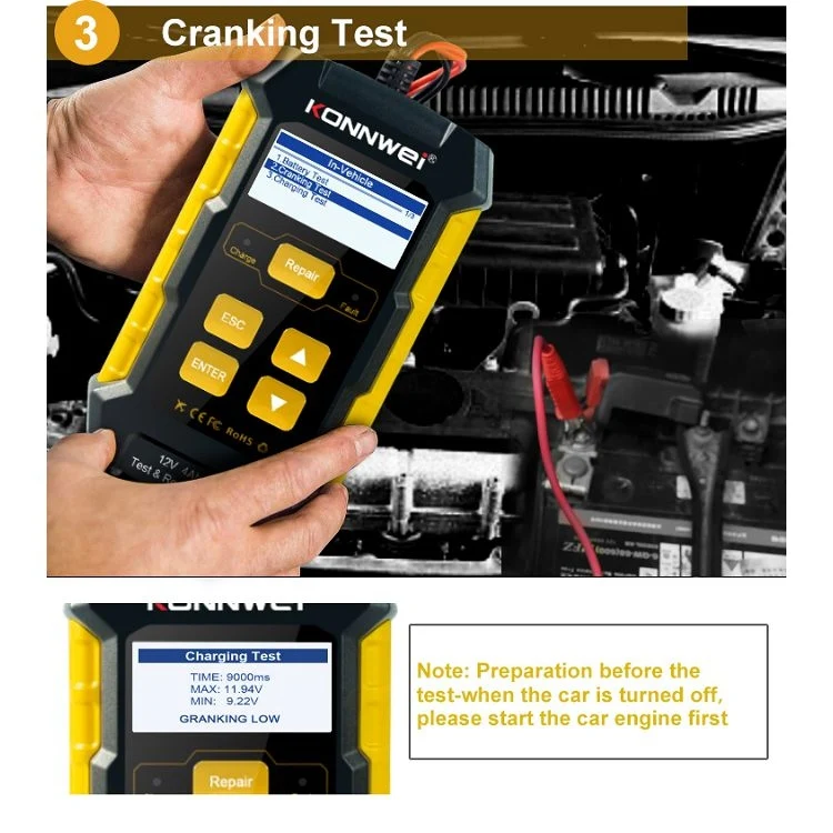 KONNWEI KW510 3 in 1 Car Battery Tester / Charger / Repairer, Support 8 Languages(US Plug) - Image 14