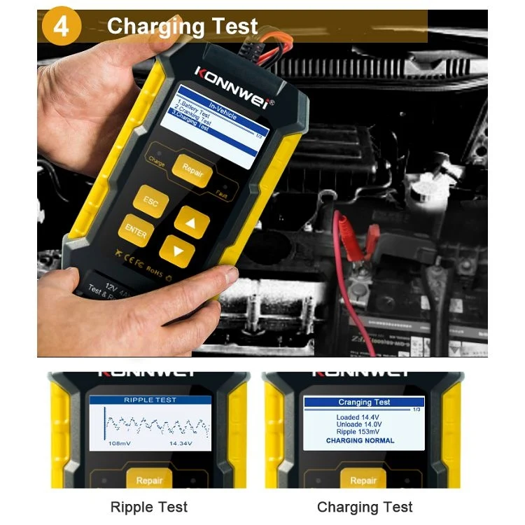KONNWEI KW510 3 in 1 Car Battery Tester / Charger / Repairer, Support 8 Languages(US Plug) - Image 15