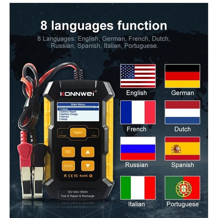 KONNWEI KW510 3 in 1 Car Battery Tester / Charger / Repairer, Support 8 Languages(US Plug) - Image 16