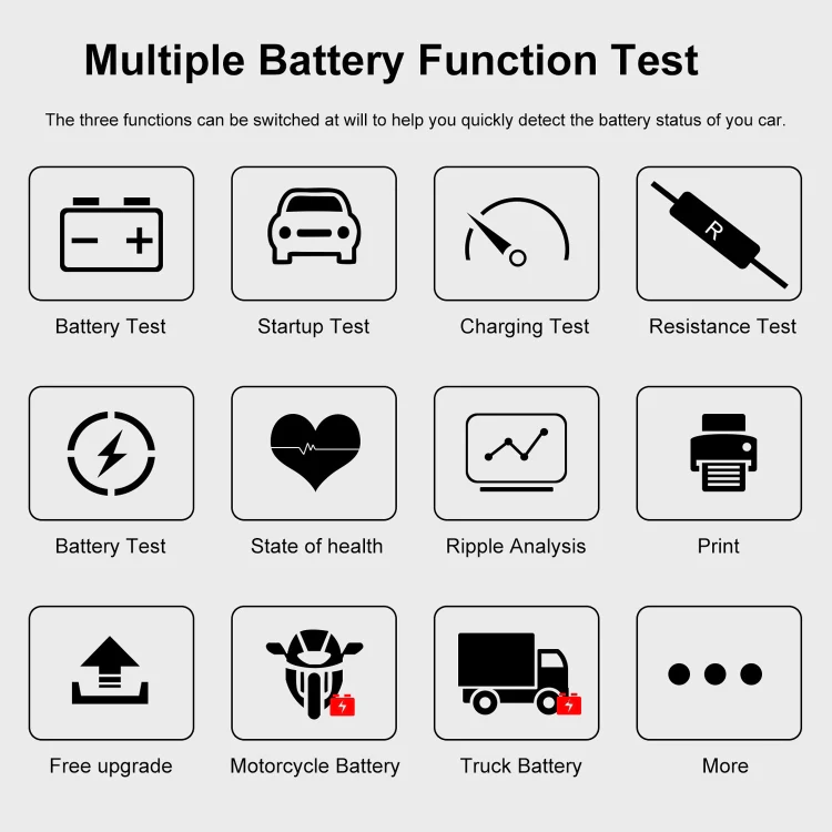 KONNWEI KW720 Car 3.2 inch 6V-24V Lead-acid Battery Tester with Printer - Image 8