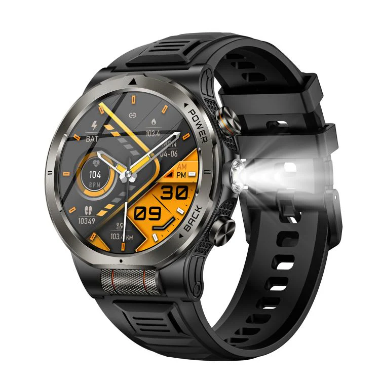 KT91 1.43 inch AMOLED Sports Smart Watch with Flashlight, Support Health Monitoring(Black)