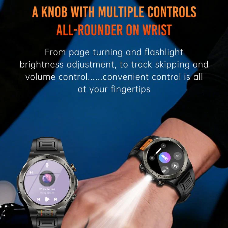 KT91 1.43 inch AMOLED Sports Smart Watch with Flashlight, Support Health Monitoring(Black) - Image 5