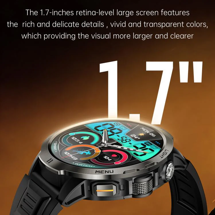 KT92 1.7-inch TFT Display 3ATM Smart Watch with Roller Control & 1000mAh Battery(Orange Roller) - Image 7
