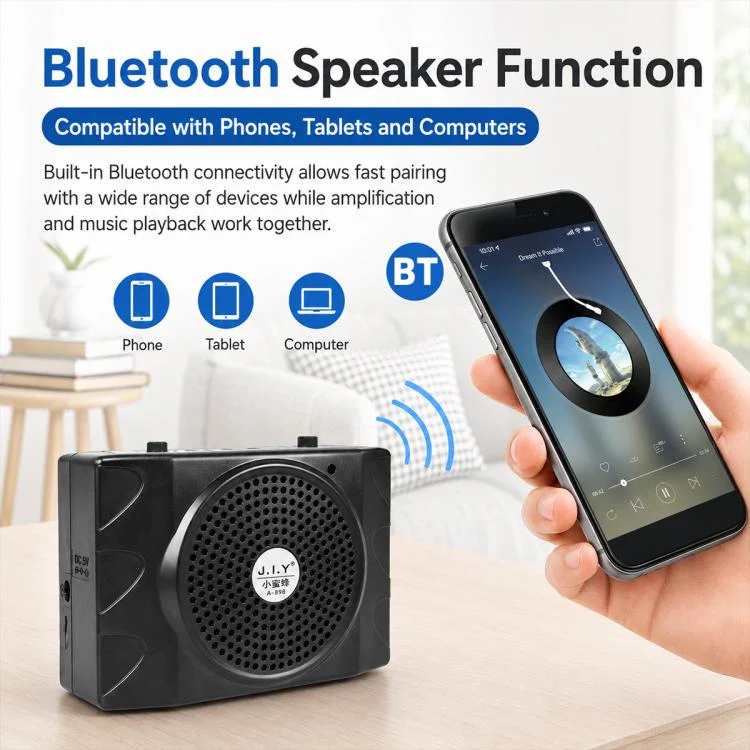 KU-898 Bluetooth Portable Microphone Teaching Voice Amplifier, Plug Type:UK Plug(Rose Red) - Image 3
