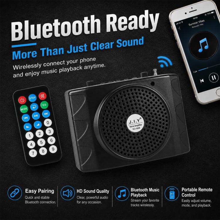 KU-898 Bluetooth Portable Microphone Teaching Voice Amplifier, Plug Type:US Plug(Rose Red) - Image 2