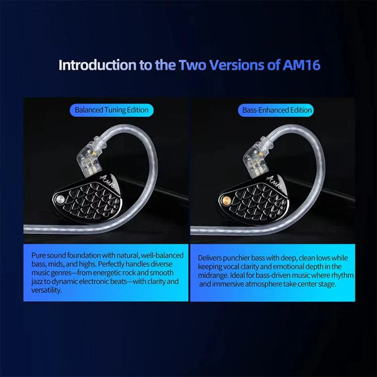 KZ-AM16 Dedicated Low-Frequency Drivers Music Gaming Hi-Fi 1.2m Wired Earphones, Spec: Balanced Standard 3.5mm - Image 3