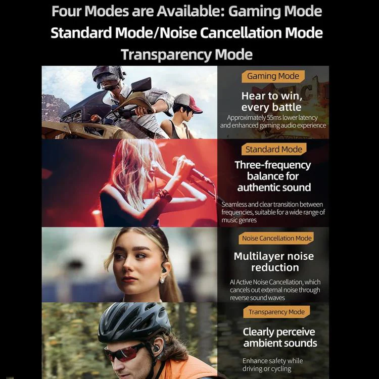 KZ AN01 HD Wireless Bluetooth 5.4 Earhook Active Noise Reduction Hi-Fi Gaming Earphones - Image 13