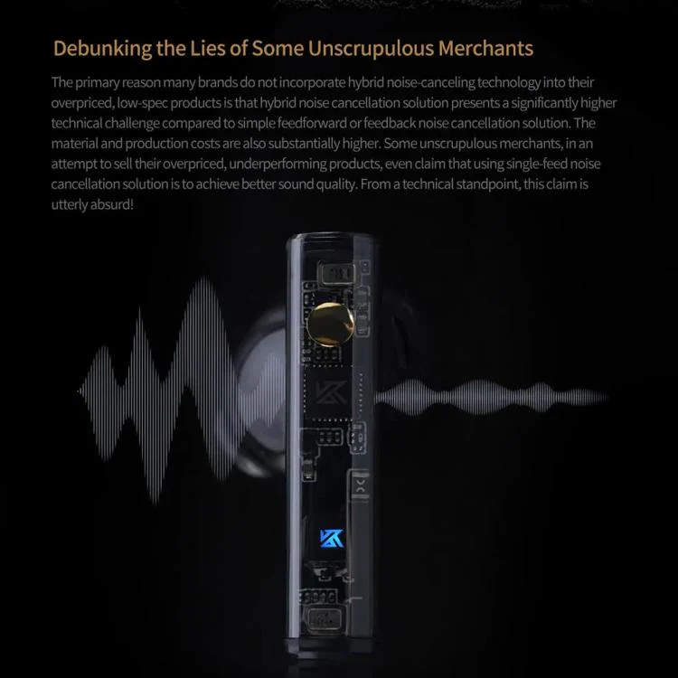 KZ-Carol Active Noise Reduction Bluetooth Earphones Hi-Fi ANC Noise Reduction TWS Earbuds(Black) - Image 6