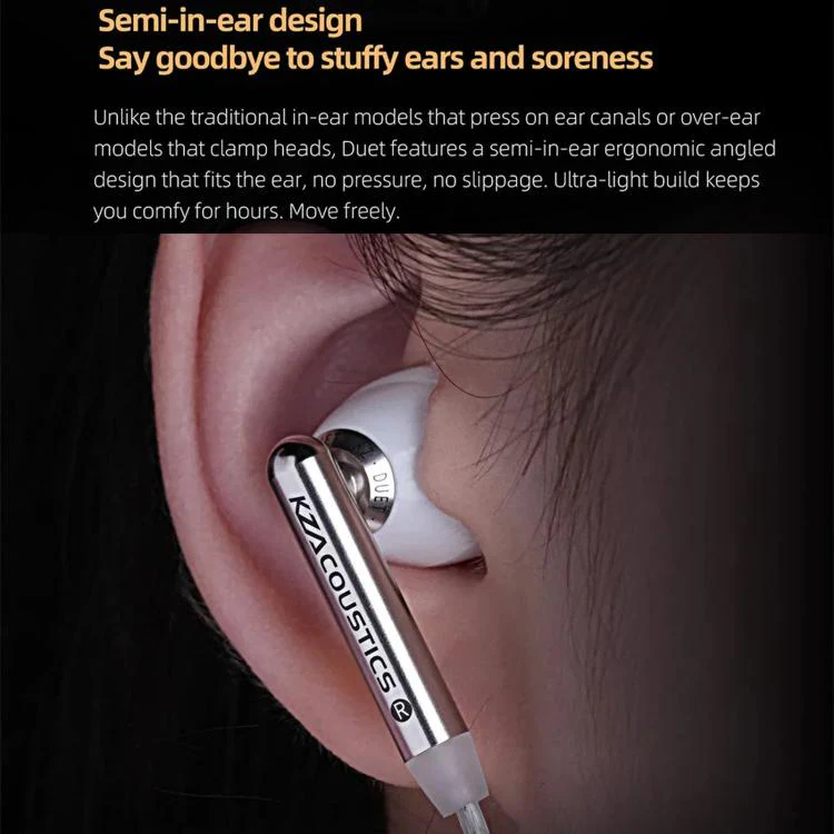 KZ-Duet Quad-core Dual Dynamic Driver 1.2m Wired Earphones, Color: Black Standard 3.5mm - Image 7