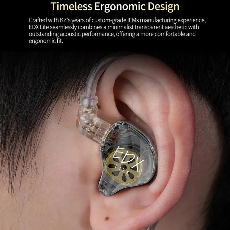 KZ-EDX Lite Internal-Magnet Dynamic Driver 1.2m Wired Earphones Deep Bass Detachable Cable Music Gaming Earbuds, Color: Transparent Standard - Image 6