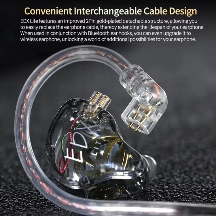 KZ-EDX Lite Internal-Magnet Dynamic Driver 1.2m Wired Earphones Deep Bass Detachable Cable Music Gaming Earbuds, Color: Transparent With Mic - Image 5