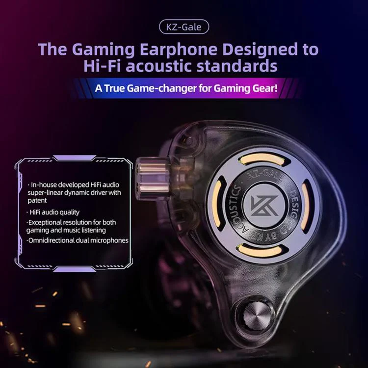 KZ-Gale HiFi 1.2 m Wired Game Earphones, Spec: Black With Mic 3.5mm - Image 2