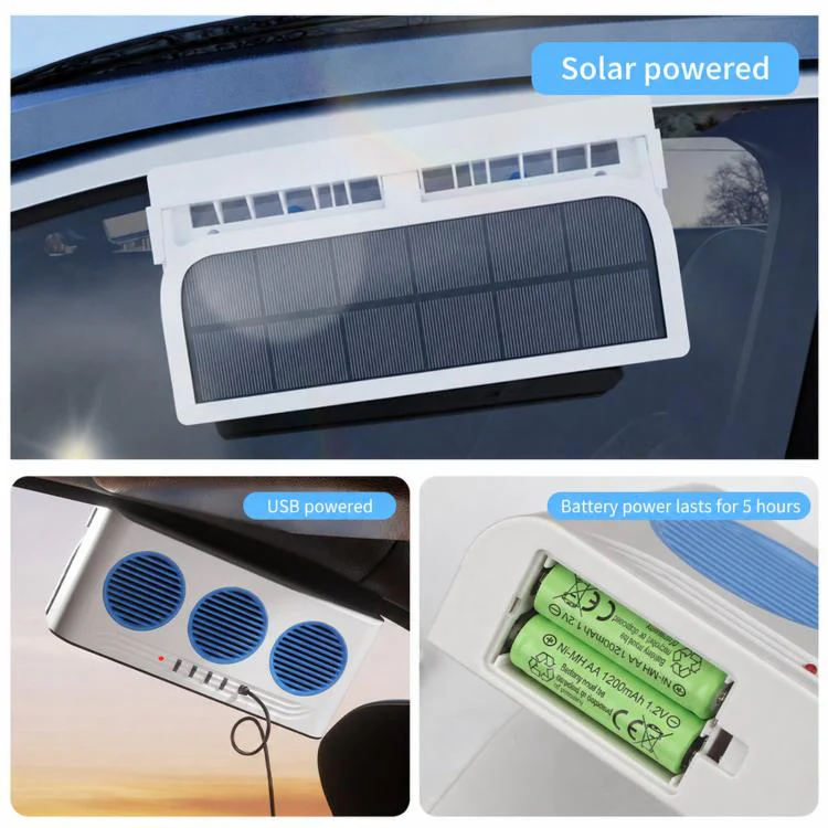L6189 Solar Powered Car Exhaust Fan With Strobe Warning Light Interior Air Circulation Fan(White) - Image 8