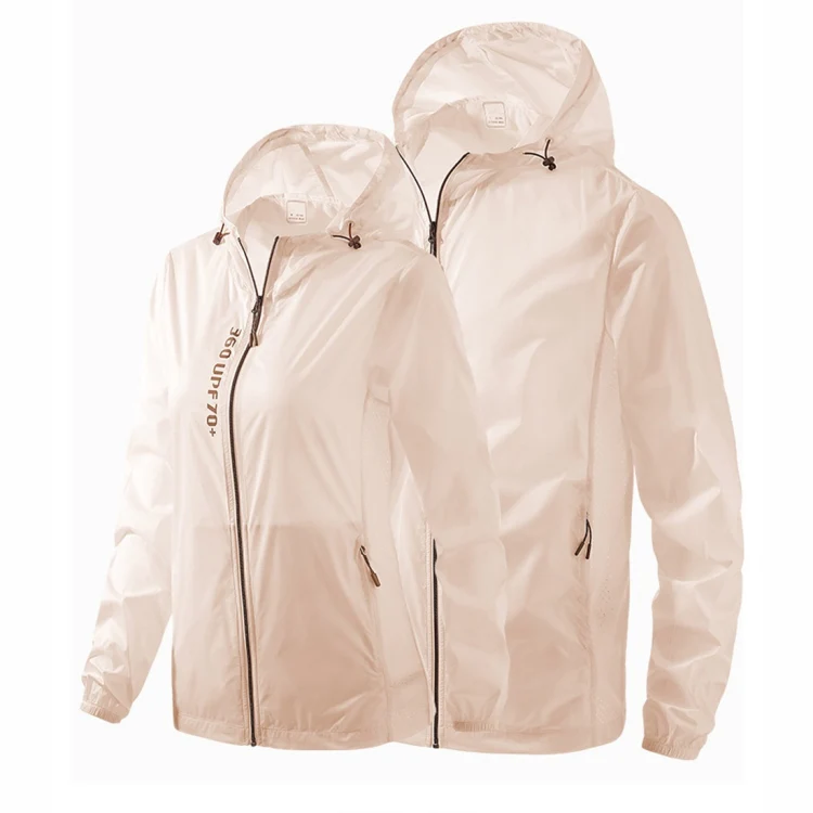 Ladys Outdoor UV Proof Breathable Lightweight UPF 70+ Couples Sun Proof Clothes (Color:Beige Size:S) - Image 2