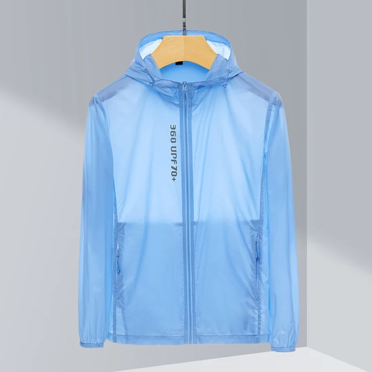 Ladys Outdoor UV Proof Breathable Lightweight UPF 70+ Couples Sun Proof Clothes (Color:Light Blue Size:L)