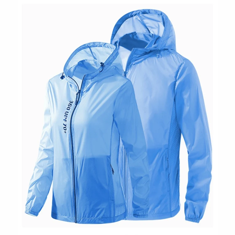 Ladys Outdoor UV Proof Breathable Lightweight UPF 70+ Couples Sun Proof Clothes (Color:Light Blue Size:L) - Image 2