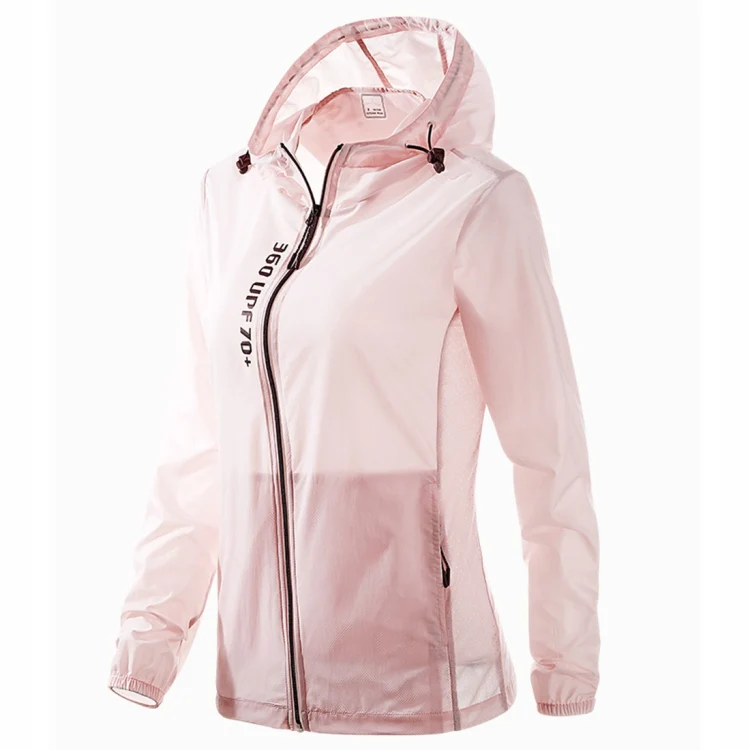 Ladys Outdoor UV Proof Breathable Lightweight UPF 70+ Couples Sun Proof Clothes (Color:Pink Size:XXL) - Image 2