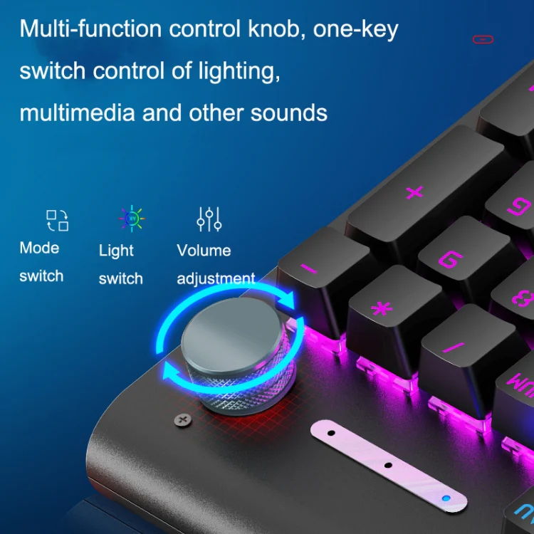 LANGTU K1000 104 Keys Wired Keyboard, Cable Length: 1.5m(Black Blue Green Shaft Ice Blue Light) - Image 7