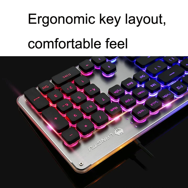 LANGTU L1 104 Keys USB Home Office Film Luminous Wired Keyboard, Cable Length:1.6m(Ice Blue Light Silver White) - Image 6
