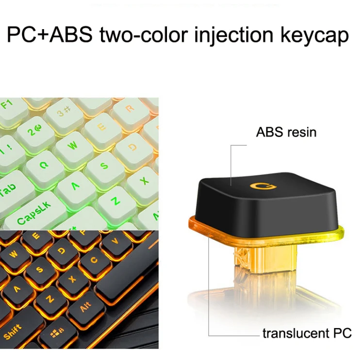 LANGTU L1 104 Keys USB Home Office Film Luminous Wired Keyboard, Cable Length:1.6m(Orange Light Black) - Image 5