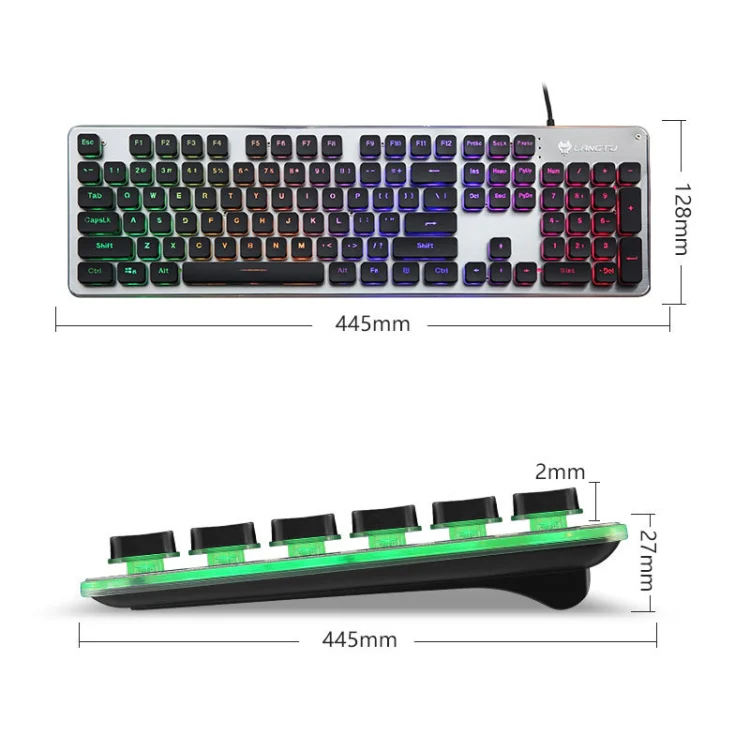 LANGTU L1 104 Keys USB Home Office Film Luminous Wired Keyboard, Cable Length:1.6m(White Light Pink) - Image 3