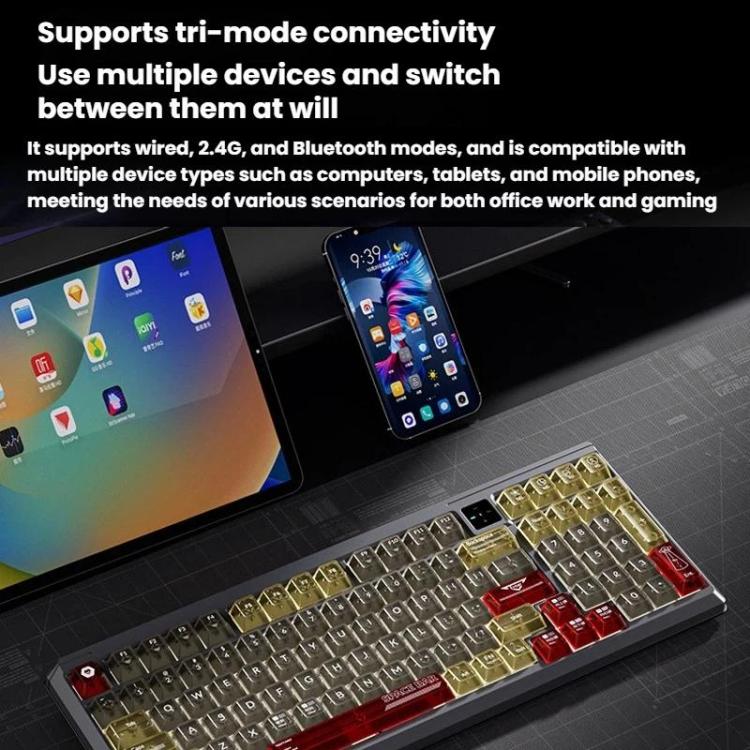 LANGTU T98 Bluetooth / Wireless / Wired Triple-Mode Mechanical Keyboard Hot-Swappable Full N-Key Rollover Gaming Keyboard, Style: Green Shadow Illusion Glass Soul Switch 10000mAh - Image 5