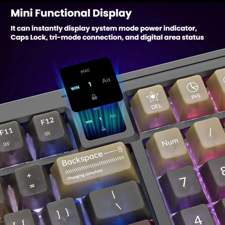 LANGTU T98 Bluetooth / Wireless / Wired Triple-Mode Mechanical Keyboard Hot-Swappable Full N-Key Rollover Gaming Keyboard, Style: Green Shadow Illusion Glass Soul Switch 10000mAh - Image 7