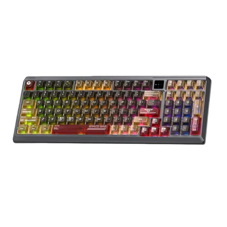 LANGTU T98 Bluetooth / Wireless / Wired Triple-Mode Mechanical Keyboard Hot-Swappable Full N-Key Rollover Gaming Keyboard, Style: Red Pupil Hacker Glass Soul Switch 10000mAh