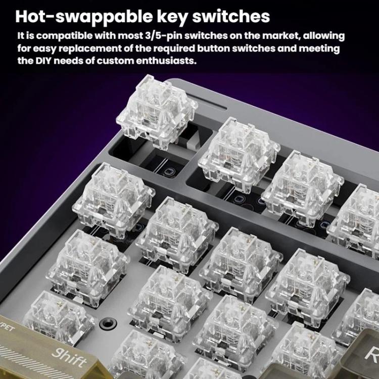 LANGTU T98 Bluetooth / Wireless / Wired Triple-Mode Mechanical Keyboard Hot-Swappable Full N-Key Rollover Gaming Keyboard, Style: Red Pupil Hacker Glass Soul Switch 10000mAh - Image 8