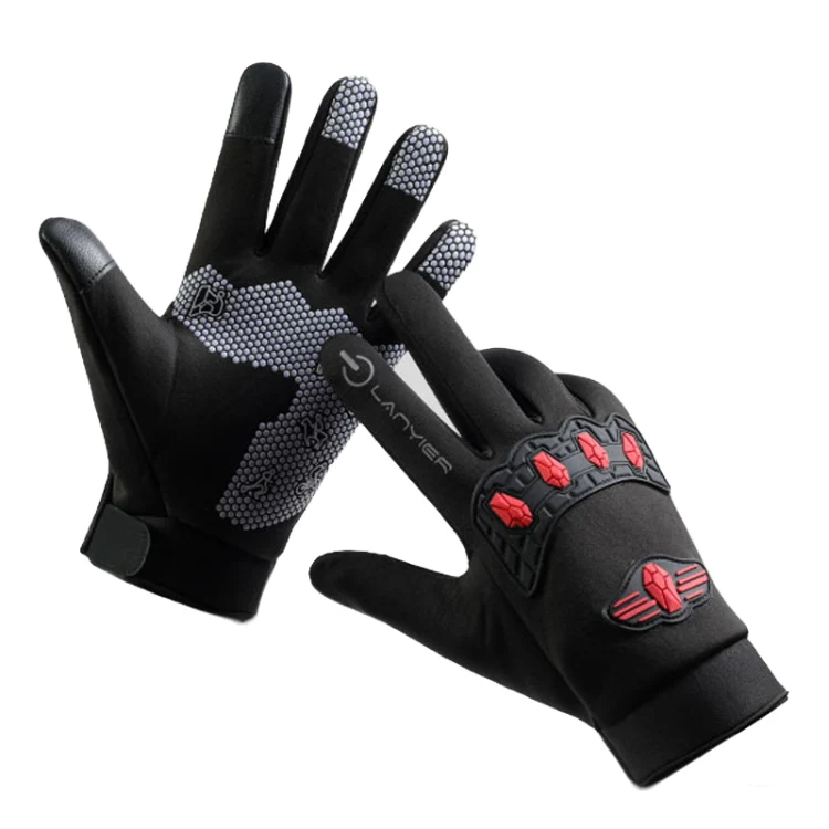 LANYIER Fall Winter Men Outdoor Motorcycle Gloves Riding Warm Windproof Anti-Slip Waterproof Touch Screen Gloves, Size: Average(Blue) - Image 3