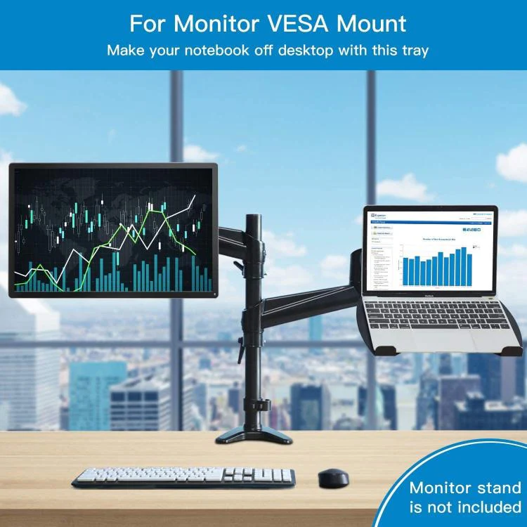 Laptop VESA Mount Tray Metal Adapter For 100x100mm Monitor Arm Universal Ventilated Holder For Notebook(Black) - Image 6