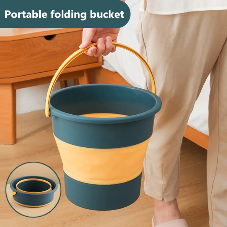 Large 17L Folding Thickened Portable Plastic Bucket Outdoor Fishing Barrel Car Travel Wash Barrel(Light Green) - Image 10