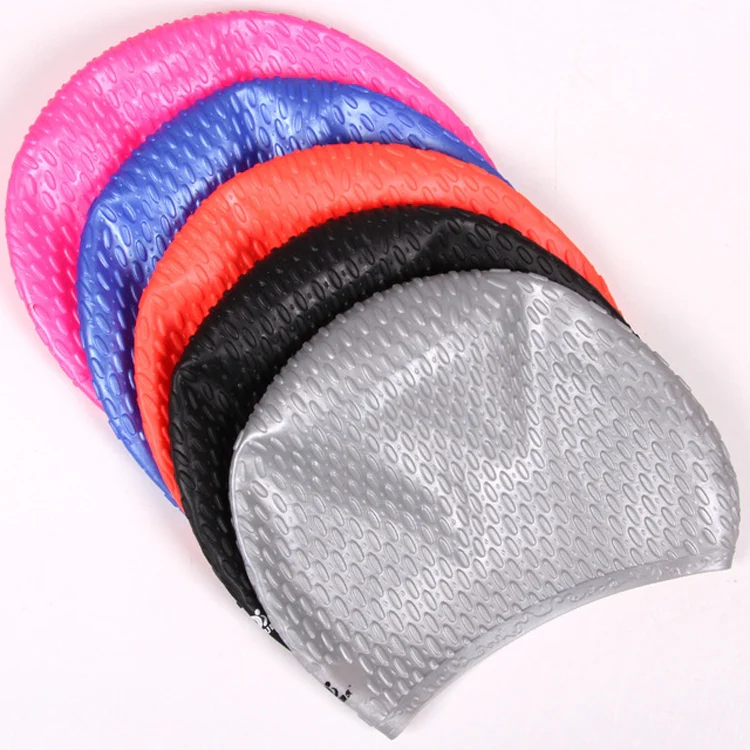 Larger Version Water Drop Shape Silicone Swimming Cap(Black) - Image 4
