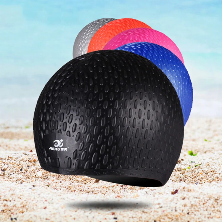 Larger Version Water Drop Shape Silicone Swimming Cap(Black) - Image 5
