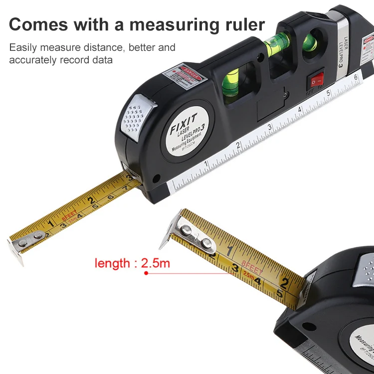 Laser Level with Tape Measure Pro 3 (250cm), LV-03(Black) - Image 5