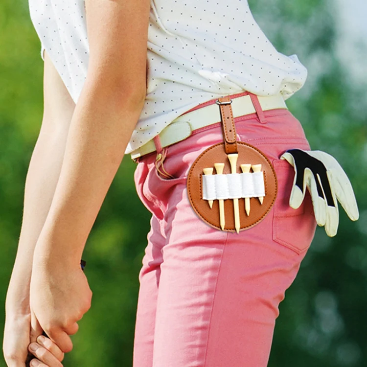 Leather Outdoor Waist Hanging Golf Spike Insert Pocket Storage Bag, Spec: Double-sided Black - Image 9