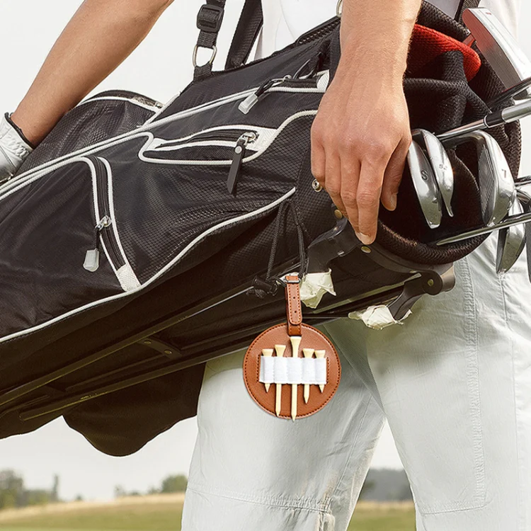 Leather Outdoor Waist Hanging Golf Spike Insert Pocket Storage Bag, Spec: Single-sided Brown - Image 8