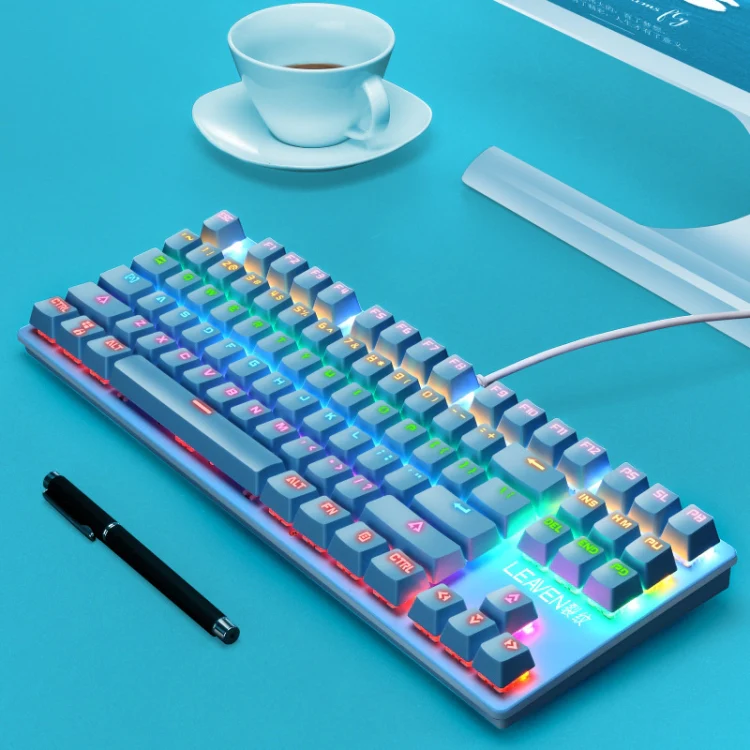 LEAVEN K550 87 Keys Green Shaft Gaming Athletic Office Notebook Punk Mechanical Keyboard, Cable Length: 1.8m(Blue) - Image 2