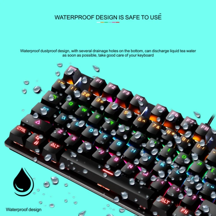 LEAVEN K550 87 Keys Green Shaft Gaming Athletic Office Notebook Punk Mechanical Keyboard, Cable Length: 1.8m(Blue) - Image 3