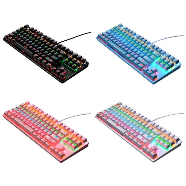 LEAVEN K550 87 Keys Green Shaft Gaming Athletic Office Notebook Punk Mechanical Keyboard, Cable Length: 1.8m(Pink) - Image 10