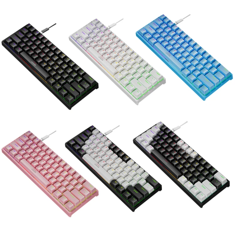 LEAVEN K620 61 Keys Hot Plug-in Glowing Game Wired Mechanical Keyboard, Cable Length: 1.8m, Color: Black Green Shaft - Image 2