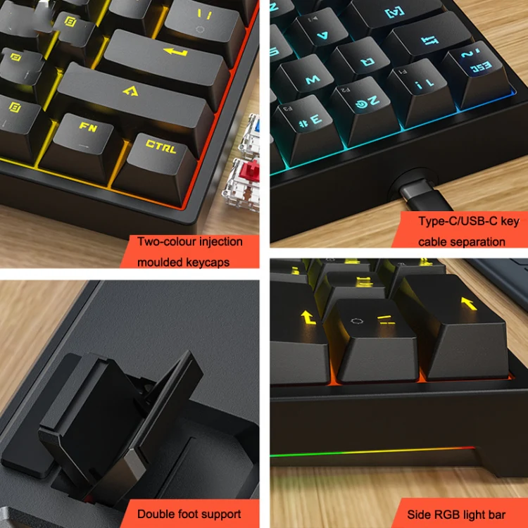 LEAVEN K620 61 Keys Hot Plug-in Glowing Game Wired Mechanical Keyboard, Cable Length: 1.8m, Color: Blue Green Shaft - Image 3